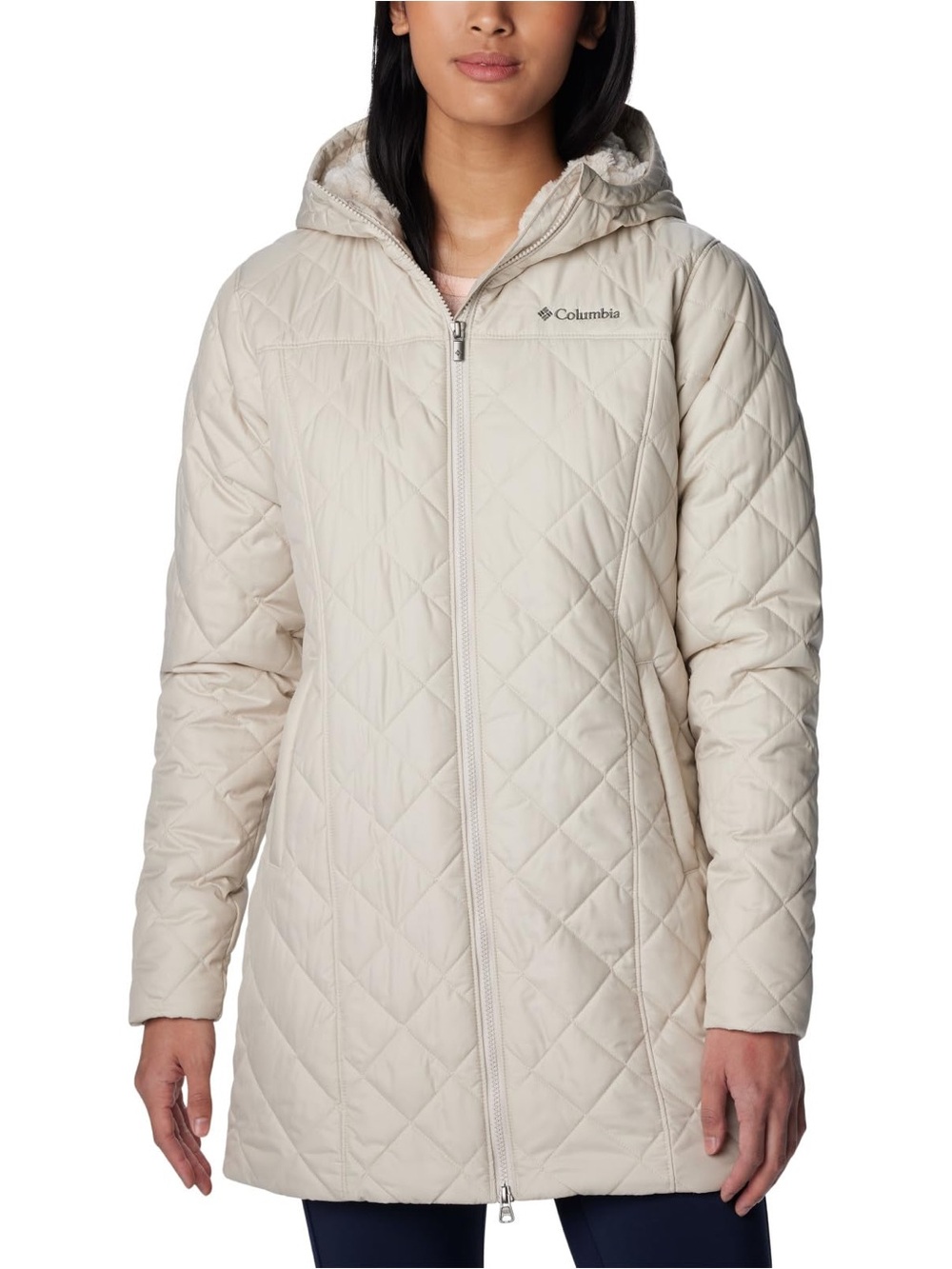 Columbia Women’s Copper Crest Long Off White Jacket Winter Coat zipper Hood 3X